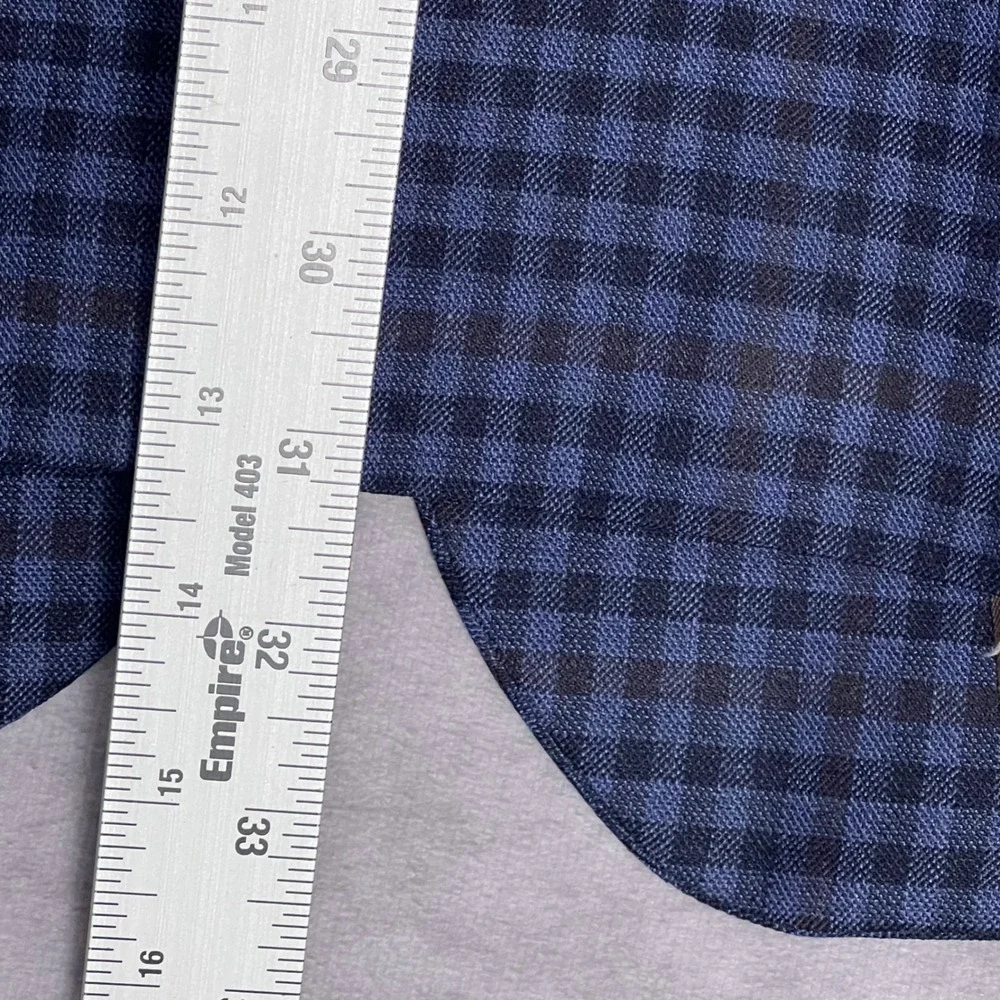 Hart Schaffner Marx Sport Coat Mens 44L Blue Gingham Wool Blend Blazer Excellent